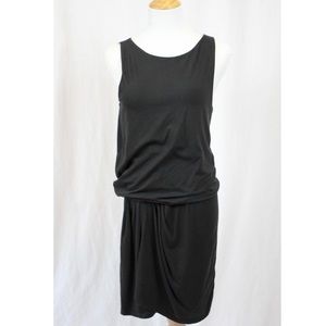 Theory Drop Waist Ruched Black Mini Dress Medium